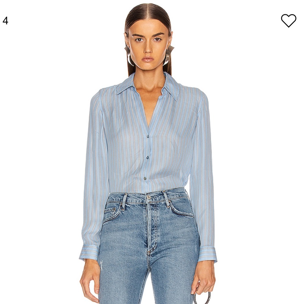 L’AGENCE Nina Stripe Silk Blouse
